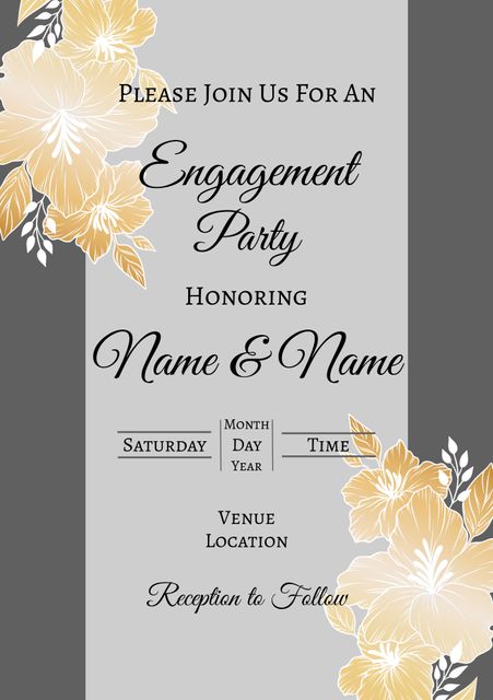 Elegant Engagement Party Invitation with Floral Accents - Download Free Stock Templates Pikwizard.com