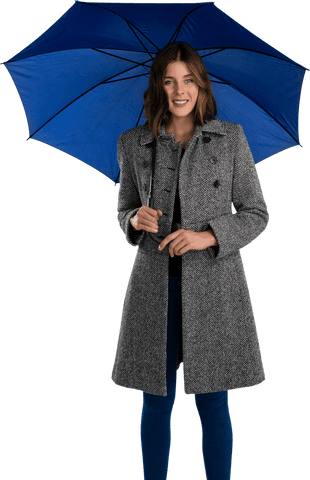 smiling young woman holding blue umbrella on transparent background - Download Free Stock Videos Pikwizard.com