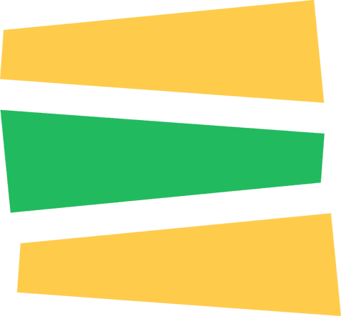 Abstract design with vibrant trapezoid bars on transparent background