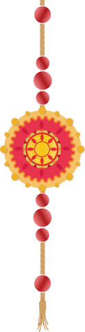 Decorative ornament with glossy beads on transparent background