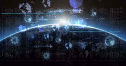 Global Data Processing with Digital Interfaces on Earth - Download Free Stock Images Pikwizard.com