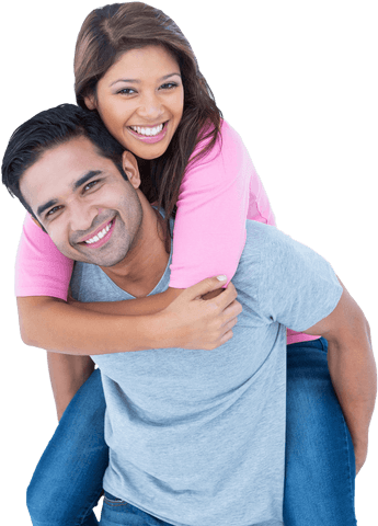 Joyful Couple Sharing Piggyback Fun with Transparent Background
