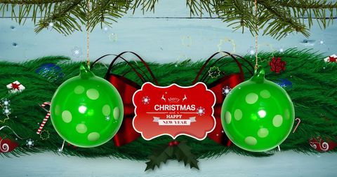 Festive Christmas Decorations with Falling Snow