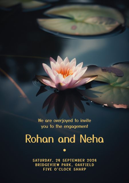 Engagement Invitation with Lotus Reflection in Water - Download Free Stock Videos Pikwizard.com