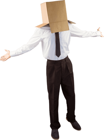 anonymous businessman with cardboard box head, cross arms, transparent - Download Free Stock Videos Pikwizard.com
