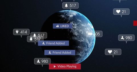 Social Media Engagement Icons Surrounding Earth - Download Free Stock Images Pikwizard.com