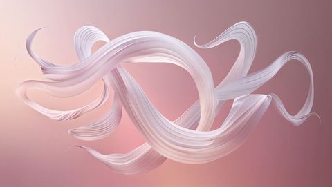 Interwoven pearlescent ribbons in pastel gradient abstract