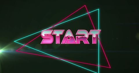 Neon Start Screen with Triangular Lights in Digital Space - Download Free Stock Images Pikwizard.com