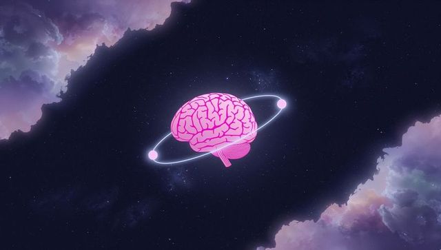 Pink Brain with Orbital Rings in Cosmic Space