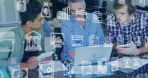 Team Collaborating with Digital Technology in Modern Office