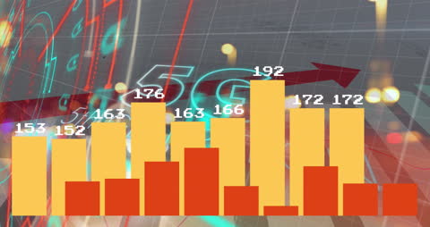 Animated Bar Graph Overlay with 5G Network Theme