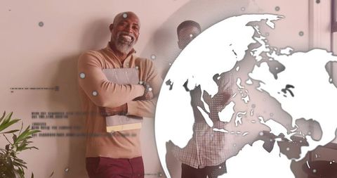 Professional Team in Modern Office with Global Connection Concept