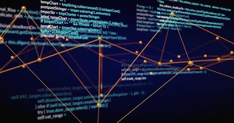 abstract digital network with code overlay - Download Free Stock Images Pikwizard.com