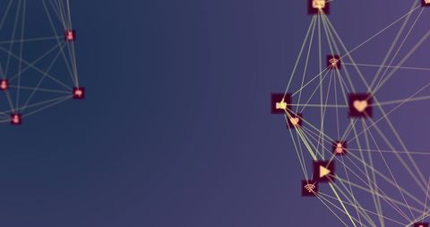 Digital Network Icons on Patterned Purple Background - Download Free Stock Images Pikwizard.com