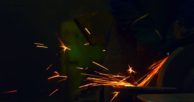 Metalworker Grinding Iron, Sparks Flying Industrial Scene - Download Free Stock Images Pikwizard.com