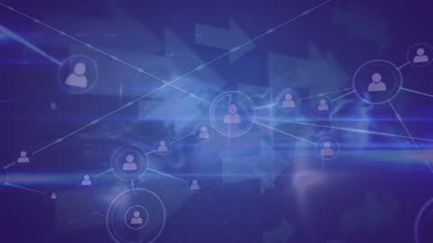 Futuristic Digital Data Network Interface with Blue Background