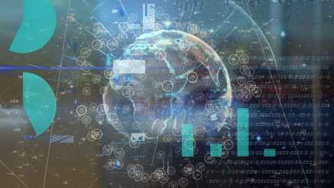 Digital Globe with Futuristic Financial Data Visualization