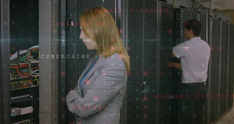 Tech Engineer Analyzing Cyber Security Issues in Data Center