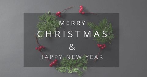 Merry Christmas and Happy New Year Festive Wreath Card