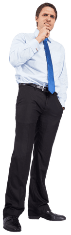 Thoughtful Businessman on Transparent Background in Formal Attire - Download Free Stock Videos Pikwizard.com