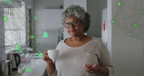 Senior woman engages with social media network innovations