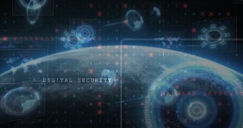 Futuristic Digital Security Interface Concept with Globe - Download Free Stock Images Pikwizard.com