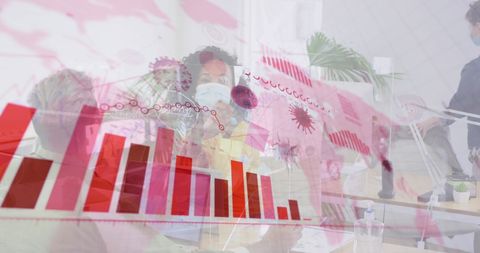 Double Exposure Business Meeting Pandemic Impact Data