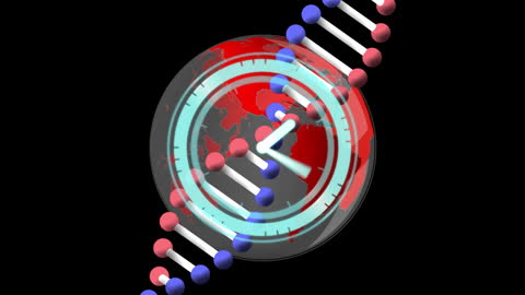 Digital Graphic of DNA Strand and Clock Illustration