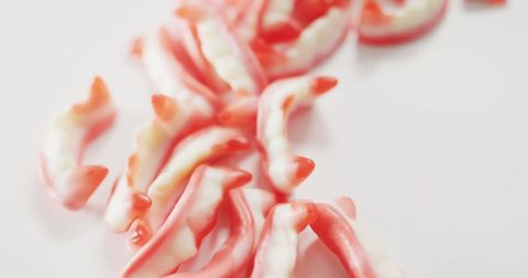 Spooky red gummy teeth for halloween fun