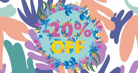 Colorful floral 20% off promotion design