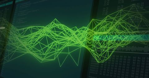 Futuristic Green Wireframe Over Digital Data Background - Download Free Stock Images Pikwizard.com
