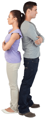 Transparent Young Couple Standing Back-to-Back in Disagreement - Download Free Stock Videos Pikwizard.com