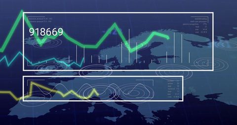 Data Processing Interface with Analytic Visuals on World Map - Download Free Stock Images Pikwizard.com