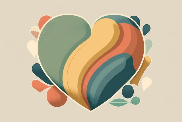 Colorful Abstract Heart Design with Wavy Patterns - Download Free Stock Images Pikwizard.com