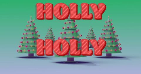 Festive cheer with 3d text and christmas trees