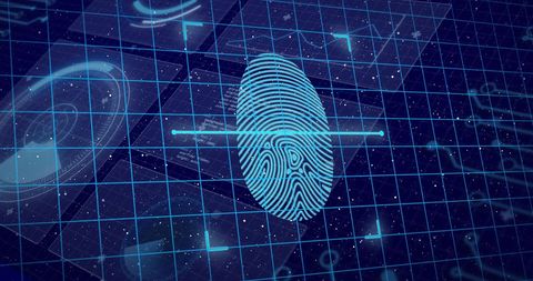 Digital Fingerprint on Holographic Blue Screen - Download Free Stock Images Pikwizard.com
