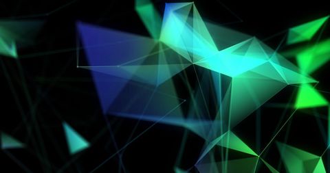 Abstract 3d geometric shapes floating in darkness
