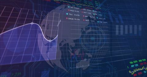 Digital Interface of Global Financial Data and Rotating Globe - Download Free Stock Images Pikwizard.com