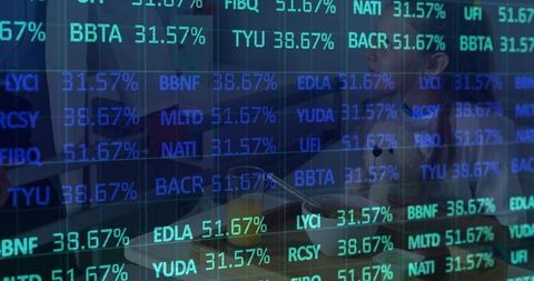 Father Mentoring Daughter at Piano with Stock Market Data Overlay