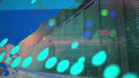 Data Streaming Overserver Room with Abstract World Map Animation