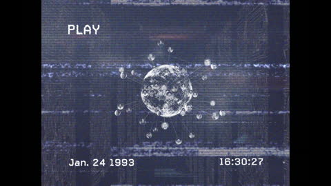 Retro Glitch Art with Digital Globe and Network Concept