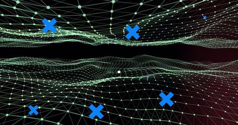 Futuristic Digital Landscape with Data Points and Network Grid - Download Free Stock Images Pikwizard.com