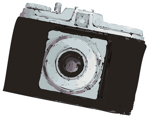 Stylized Vintage Rangefinder Camera on Transparent Background