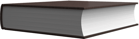 Thick hardcover book with blank pages on transparent background