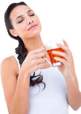 transparent woman savoring herbal tea - Download Free Stock Videos Pikwizard.com