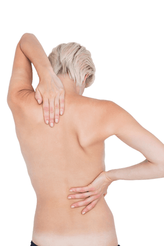 Transparent Image of Woman Holding Back in Pain