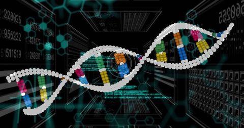Abstract Digital DNA Helix with Technology Background