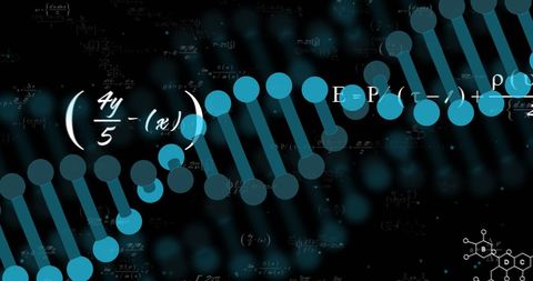 Digital DNA Strand with Mathematical Equations Overlay - Download Free Stock Images Pikwizard.com
