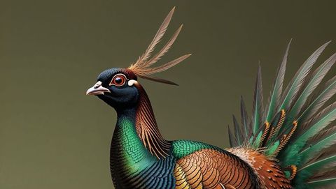 Exquisite male pheasant animal displaying vibrant iridescent plumage