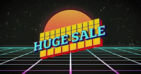 Retro Styled Huge Sale Sign with Grid Background